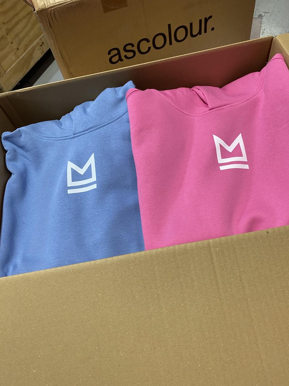 Branded crew hoodies and fleece